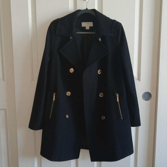 Michael Kors Wool Blend Double Breasted Peacoat - Picture 2 of 10